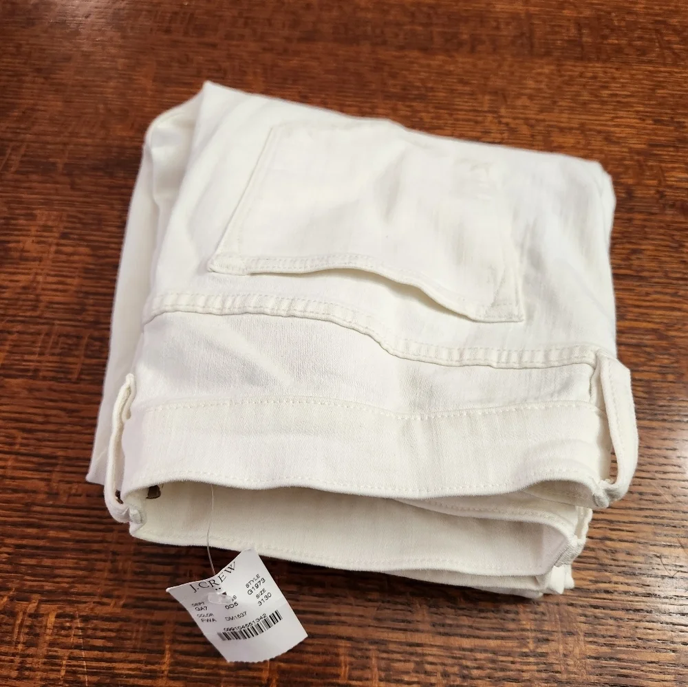 J. Crew Womens White Stretch Full-length Jeans Size 31 x 30 NWT 90% cotton